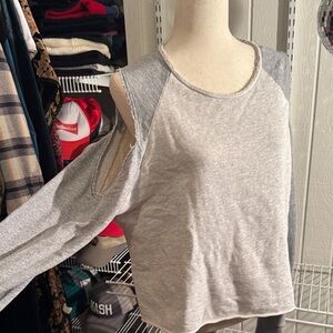 Rag & Bone Gray Cut-Out Sleeve Sweatshirt